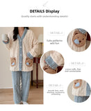 Camicia da notte premaman in flanella spessa, stile autunno inverno, cardigan per l'allattamento, manica lunga, pantaloni lunghi, calda camicia da notte per l'allattamento