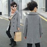 Kids Boy's Autumn Winter Quilted Wool Coat Mid Weight Trench Coat British Style Warmth Cold Resistance