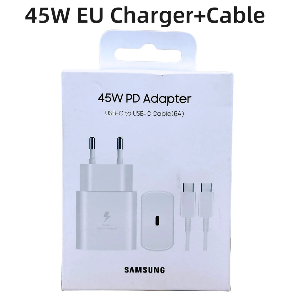 Caricabatterie originale Samsung 45W Super Fast Charge CERTIFICATO UE per Galaxy Z Fold 5 4 3 Flip 5 4 3 S23 S24 Ultra S20 S22 S21