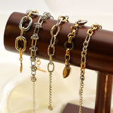 Bracciale rigido a catena color oro e argento GANPUP in acciaio inossidabile 316L per donna e uomo, alla moda, con trama, impermeabile