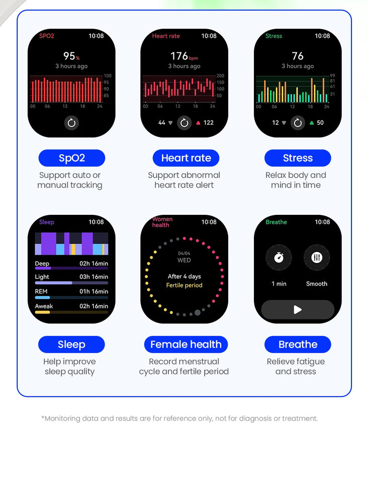 HAYLOU Watch S6 Smartwatch con display HD da 2,01", Bluetooth, chiamate vocali, IP68, impermeabile, monitoraggio del fitness