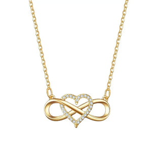Collana romantica alla moda color oro e argento con ciondolo a forma di cuore con zirconi cubici e ciondolo a forma di cuore portafortuna, regalo per donna