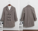Kids Boy's Autumn Winter Quilted Wool Coat Mid Weight Trench Coat British Style Warmth Cold Resistance
