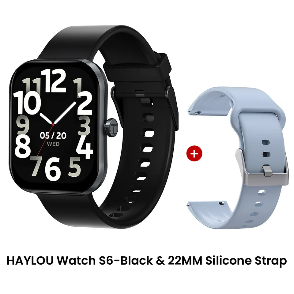 HAYLOU Watch S6 Smartwatch con display HD da 2,01", Bluetooth, chiamate vocali, IP68, impermeabile, monitoraggio del fitness