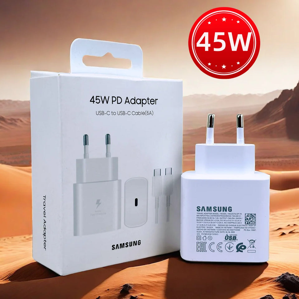 Caricabatterie originale Samsung 45W Super Fast Charge CERTIFICATO UE per Galaxy Z Fold 5 4 3 Flip 5 4 3 S23 S24 Ultra S20 S22 S21