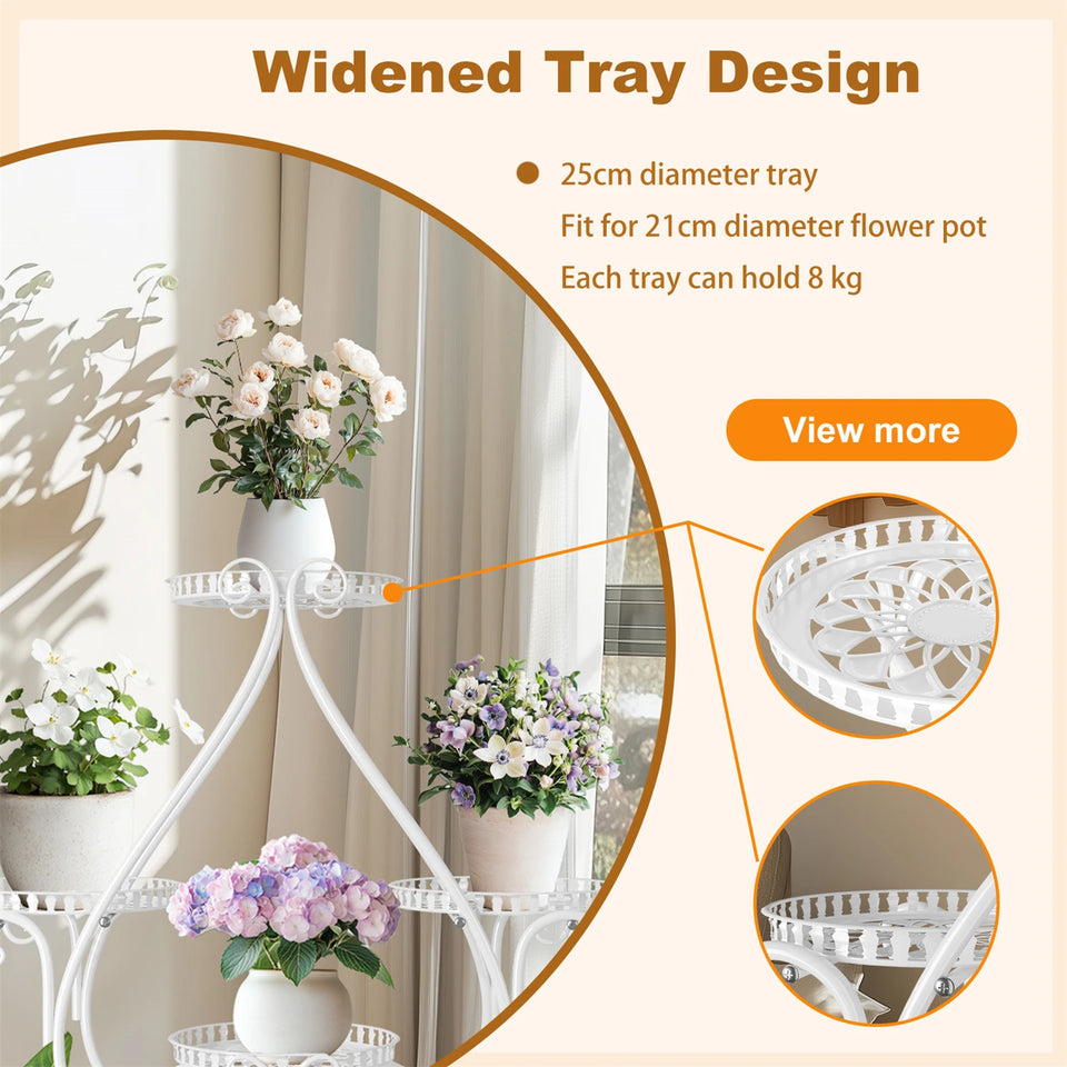 6 Portavasi in metallo per piante in vaso, carrello da giardino con ruote per soggiorno, balcone, giardino, portavasi per piante, espositore