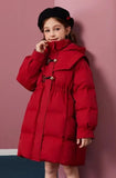 Girls' 2025 New Winter Coat Down-Filled Hooded Mid-Length Cotton Jacket Stylish Casual Kids' Thermal Wear Outerwear Trendy