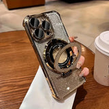 Custodia per iPhone 17 16 15 14 13 12 11 Pro Max Plus 17Air Luxury per Magsafe Glitter Placcatura Protezione Lente Supporto Magnetico Cover