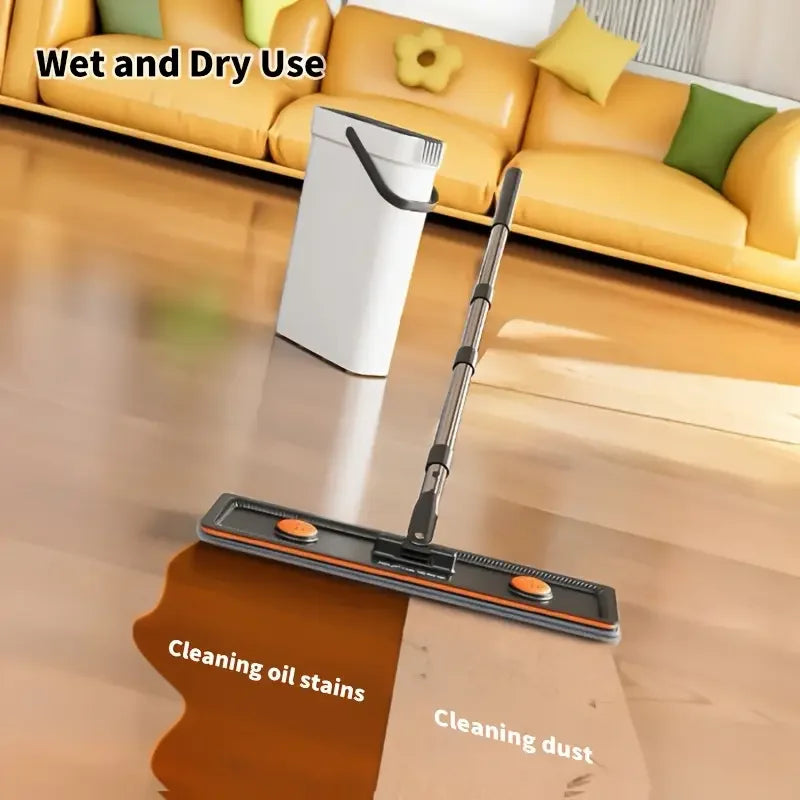 JOYBOS Spin Hand Free Flat Barrel 33cm Mop With Bucket 360 Complete Cleaning System With Dual Chamber Washable Floor House Mops