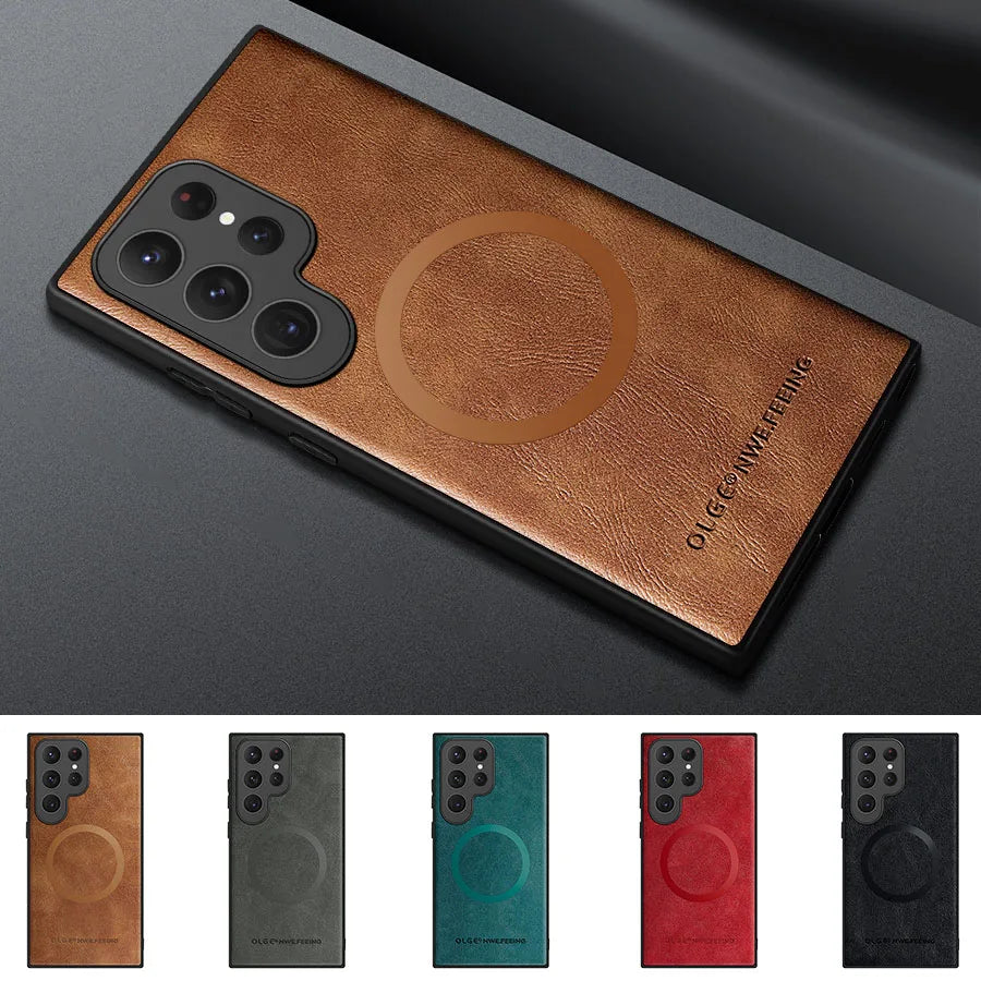 Custodia di lusso per Samsung Galaxy S24 S23 S22 Ultra Custodia in pelle e silicone per Samsung Galaxy S20 Plus S21 FE Custodia per telefono S25