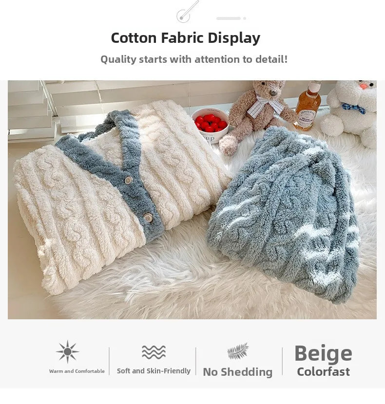 Camicia da notte premaman in flanella spessa, stile autunno inverno, cardigan per l'allattamento, manica lunga, pantaloni lunghi, calda camicia da notte per l'allattamento