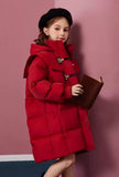 Girls' 2025 New Winter Coat Down-Filled Hooded Mid-Length Cotton Jacket Stylish Casual Kids' Thermal Wear Outerwear Trendy