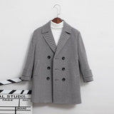 Kids Boy's Autumn Winter Quilted Wool Coat Mid Weight Trench Coat British Style Warmth Cold Resistance