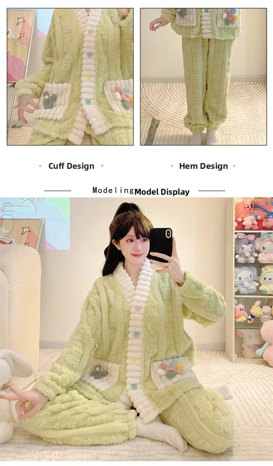 Cardigan lungo invernale da donna con motivo floreale ritagliato, comodo pigiama da casa, taglie forti, scollo a V, manica lunga