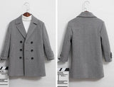 Kids Boy's Autumn Winter Quilted Wool Coat Mid Weight Trench Coat British Style Warmth Cold Resistance