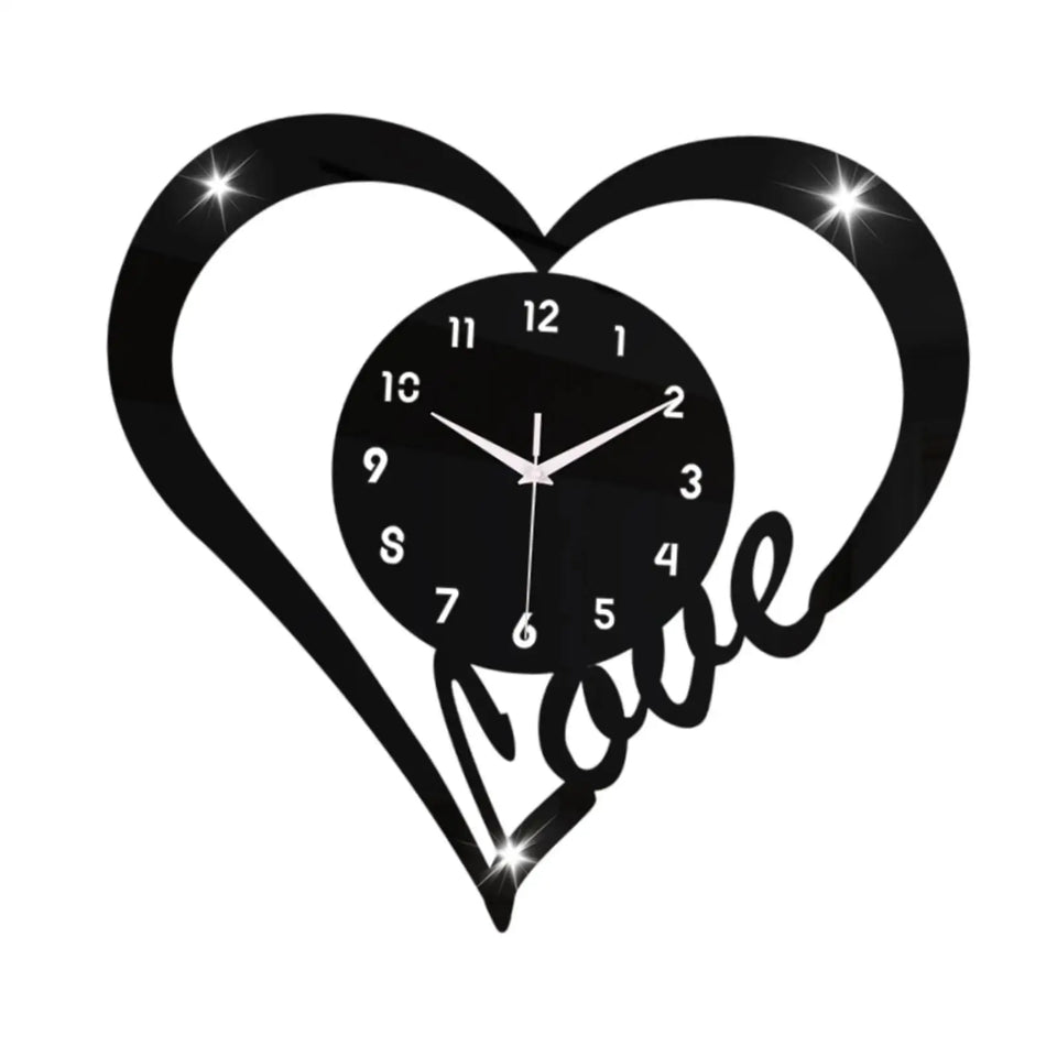 Heart Shaped Wall Clock Modern Bathroom Bedroom Housewarming Silent Movement