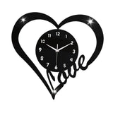 Heart Shaped Wall Clock Modern Bathroom Bedroom Housewarming Silent Movement