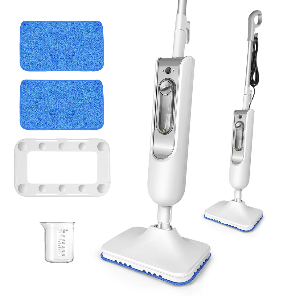 DayPlus Steam Mop & Detachable Steam Cleaner, 1500W Powerful Floor Steamer for Carpet Laminate Hardwood,2 Washable Pads, 400ml