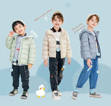 Fall and Winter Children's Light Paragraph down Jacket Children's Jacket New Boys and Girls Big Boy Hooded White Duck down Jacke