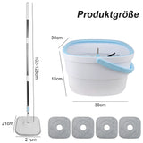360° Spin Mop Bucket Sets with Wring System Microfiber Refills Household Floor Cleaning 102-128cm Extendable Adjustable Handle