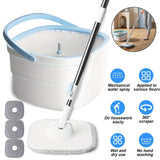 360° Spin Mop Bucket Sets with Wring System Microfiber Refills Household Floor Cleaning 102-128cm Extendable Adjustable Handle