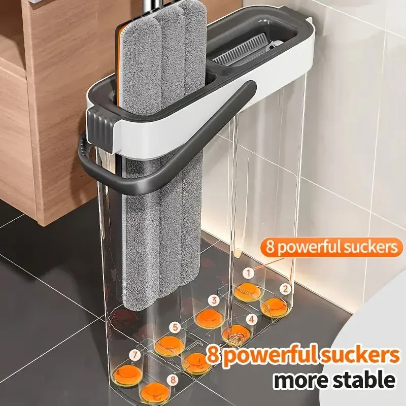 JOYBOS Spin Hand Free Flat Barrel 33cm Mop With Bucket 360 Complete Cleaning System With Dual Chamber Washable Floor House Mops