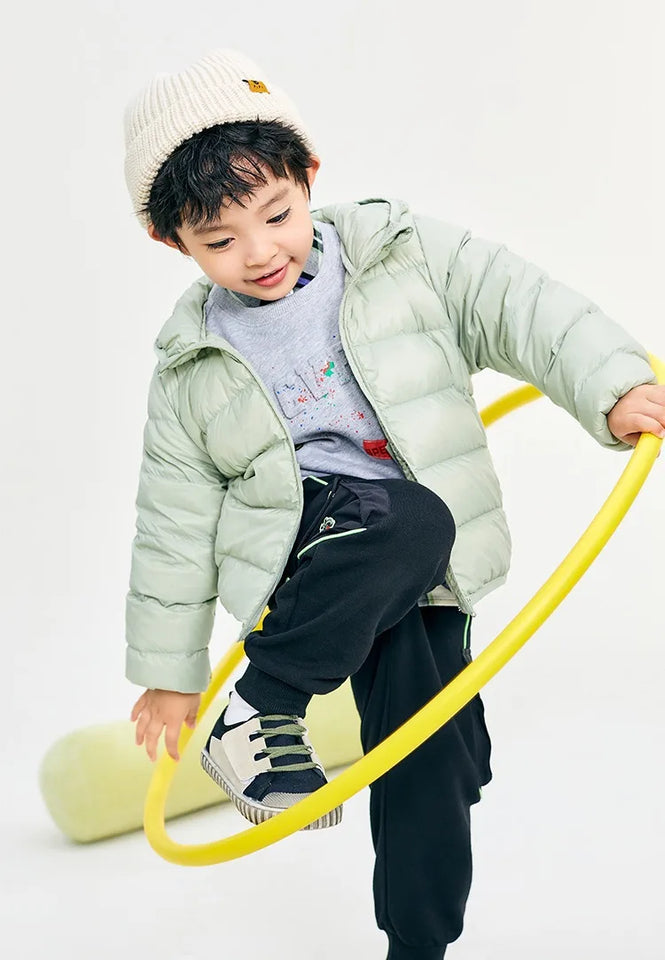 Fall and Winter Children's Light Paragraph down Jacket Children's Jacket New Boys and Girls Big Boy Hooded White Duck down Jacke