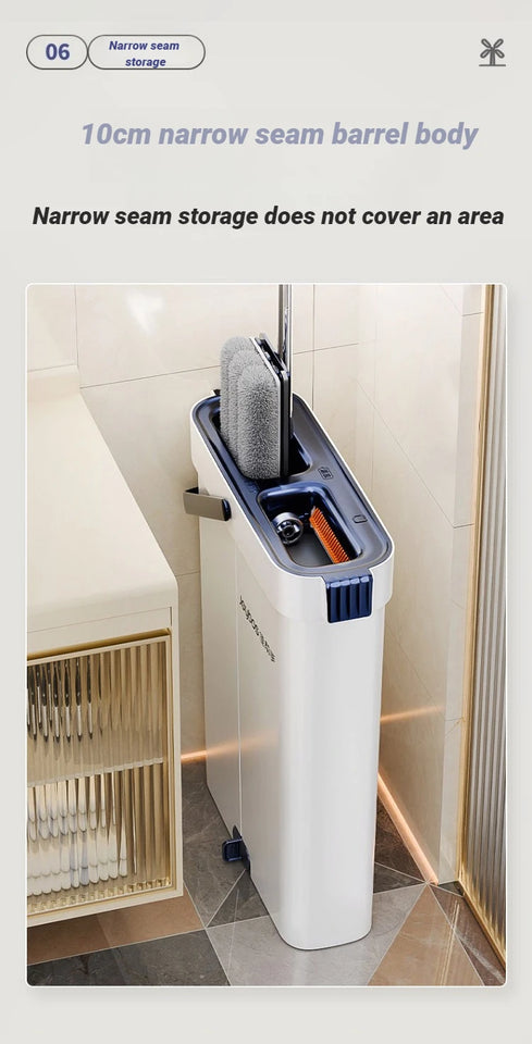 JOYBOS Spin Hand Free Flat Barrel 33cm Mop With Bucket 360 Complete Cleaning System With Dual Chamber Washable Floor House Mops