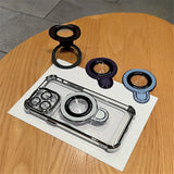 Supporto magnetico antiurto con placcatura di lusso per custodia trasparente Magsafe per iPhone 15 16 14 13 12 17 Pro Max con supporto e custodia