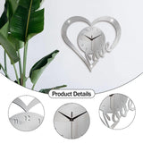 Heart Shaped Wall Clock Modern Bathroom Bedroom Housewarming Silent Movement