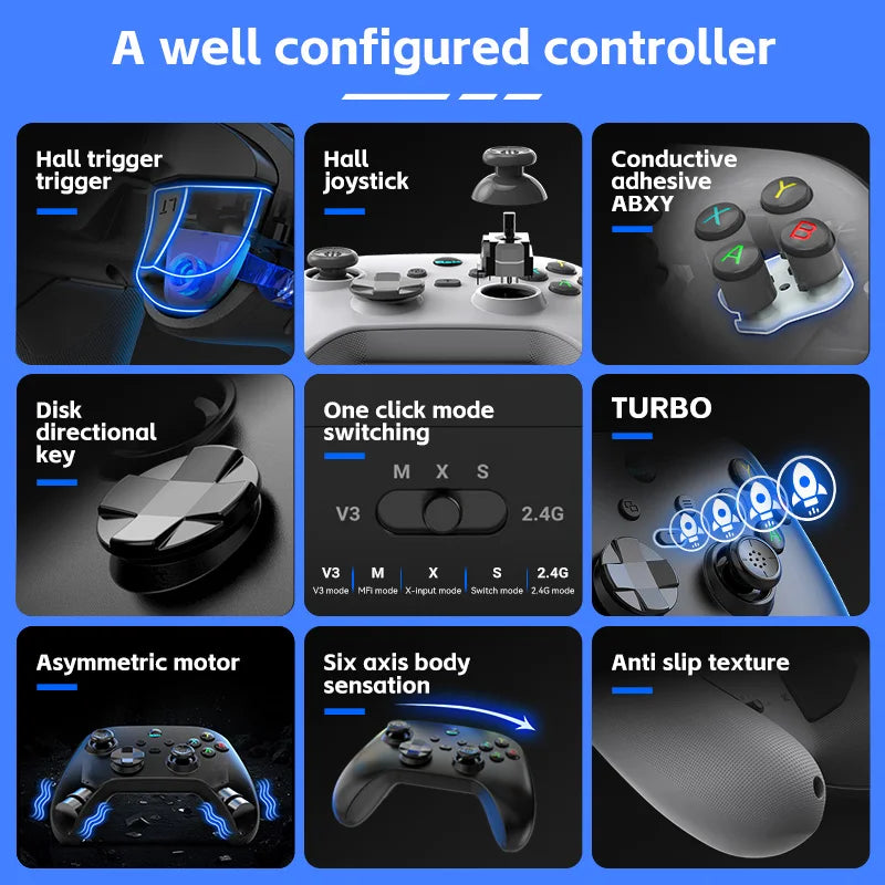 Controller di gioco mobile G6 per Switch/iOS/Android/PC Supporto streaming media/cloud Gioco per telefono cellulare GamePad Joystick effetto Hall