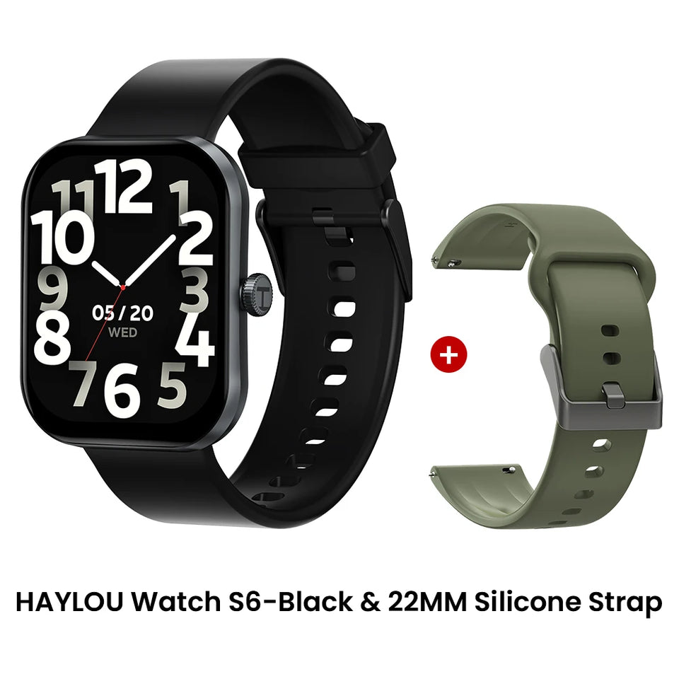 HAYLOU Watch S6 Smartwatch con display HD da 2,01", Bluetooth, chiamate vocali, IP68, impermeabile, monitoraggio del fitness