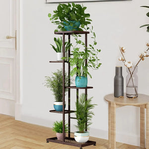 Espositore verticale a 5 strati per piante e fiori, da balcone, da giardino, bonsai, piante decorative, da collezione, vassoio per vasi di fiori