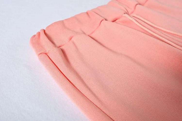 Completo sportivo da donna in tinta unita, casual, alla moda, con maniche lunghe, pantaloni larghi e stile streetwear.