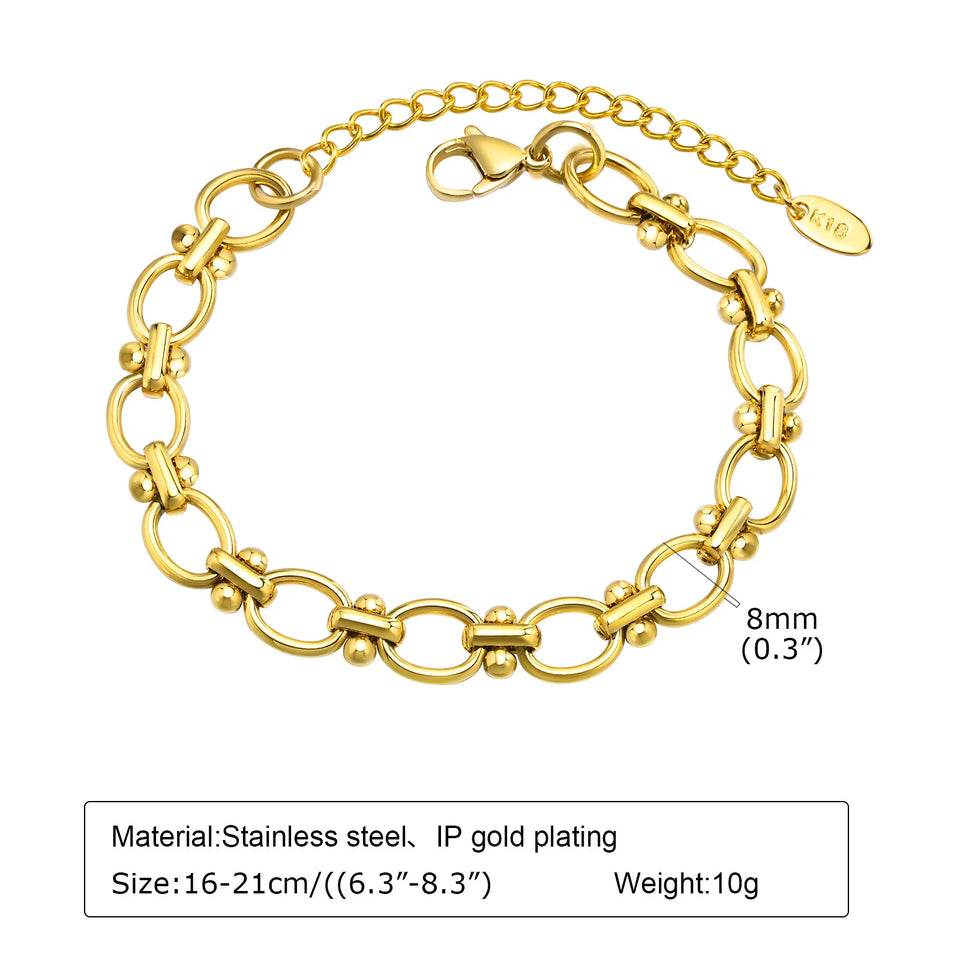 Bracciale a catena in acciaio inossidabile spesso per donna, braccialetti a strati placcati in oro, gioielli da polso impermeabili