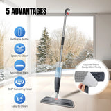 Spray Mop Broom Set Magic Flat Mops for Floor Home Cleaning Household Tool with Reusable Microfiber Pads 360° Rotating, 700ml