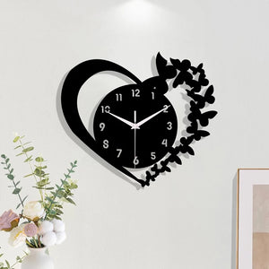 Silent Wall Clock Heart Shaped, Modern Frameless Acrylic Design for Living Room, Bedroom Decor Gift for Mother's Day & Christmas