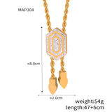 Set di bracciale e collana per donna, catena intrecciata con ciondolo esagonale in zirconia cubica, gioielli in acciaio inossidabile di alta qualità all'ingrosso