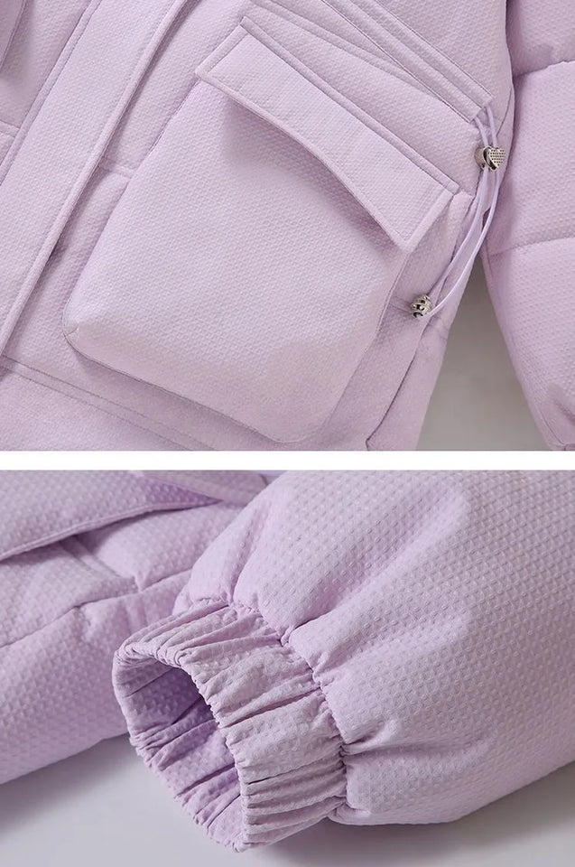 New 2025 Winter Girls' Thermal Insulated Down Jacket - Trendy Stylish Mid-Length Winter Coat for Kids, Warmth & Fashion Combo