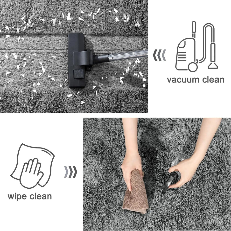 Tappeto lungo in peluche per soggiorno, divano, area tappeti, moderno, ultra morbido, soffice, tappetino da pavimento per camera da letto per bambini, tappetini da comodino, arredamento per la casa, grigio