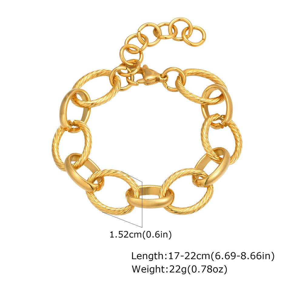 Bracciale a catena in acciaio inossidabile spesso per donna, braccialetti a strati placcati in oro, gioielli da polso impermeabili