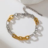 Bracciale rigido a catena color oro e argento GANPUP in acciaio inossidabile 316L per donna e uomo, alla moda, con trama, impermeabile
