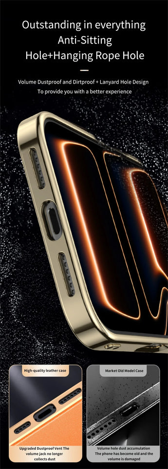 Custodia in pelle di lusso per iPhone 17 16 15 14 Pro Max Air 17Pro 16Pro con protezione completa dell'obiettivo e cover posteriore