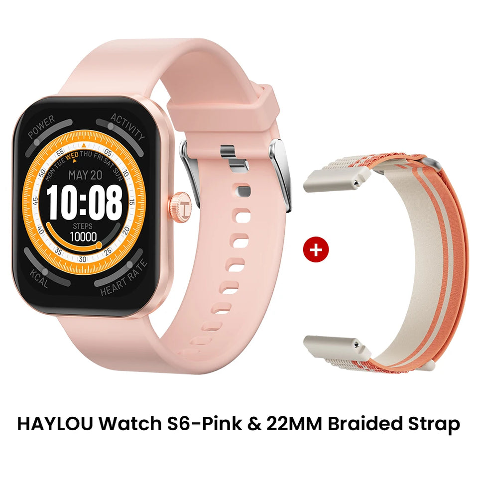 HAYLOU Watch S6 Smartwatch con display HD da 2,01", Bluetooth, chiamate vocali, IP68, impermeabile, monitoraggio del fitness