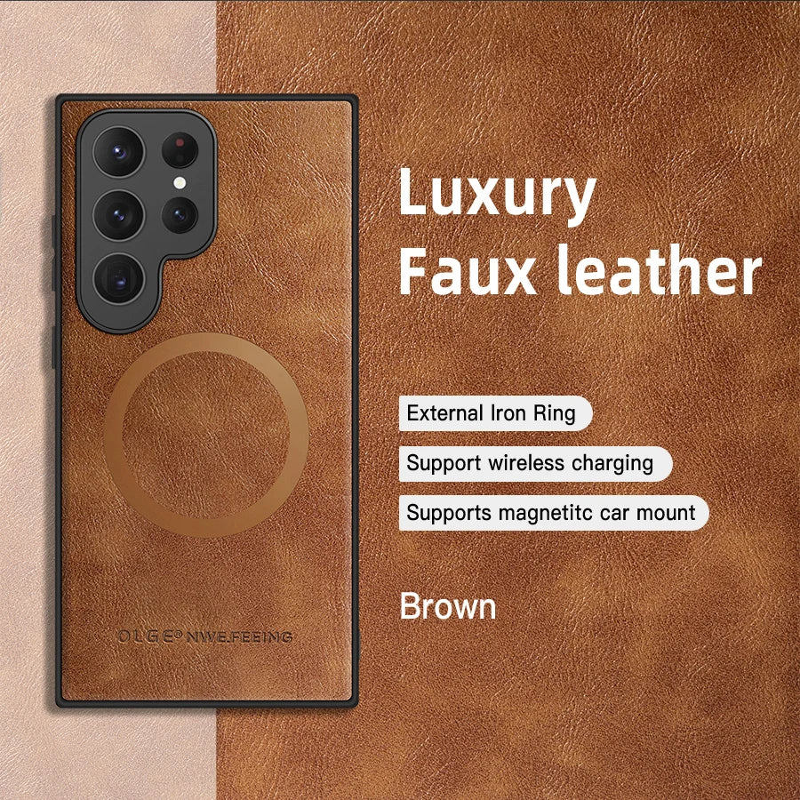Custodia di lusso per Samsung Galaxy S24 S23 S22 Ultra Custodia in pelle e silicone per Samsung Galaxy S20 Plus S21 FE Custodia per telefono S25