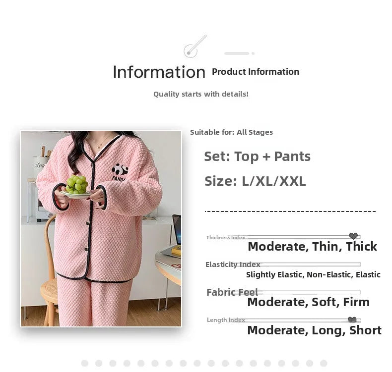 Camicia da notte premaman in flanella spessa, stile autunno inverno, cardigan per l'allattamento, manica lunga, pantaloni lunghi, calda camicia da notte per l'allattamento