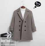 Kids Boy's Autumn Winter Quilted Wool Coat Mid Weight Trench Coat British Style Warmth Cold Resistance