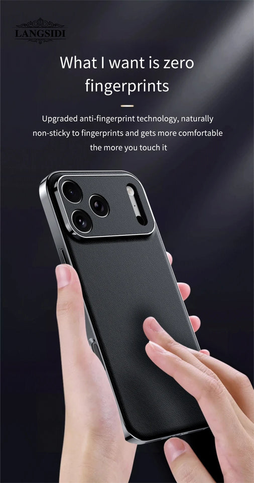 Custodia in pelle di lusso per iPhone 17 16 15 14 Pro Max Air 17Pro 16Pro con protezione completa dell'obiettivo e cover posteriore