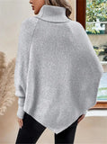 New Autumn Winter Women's Twisted Sweater Turtleneck Button Bat-sleeve Design Sense Streetwear Pullover Women Personality Top