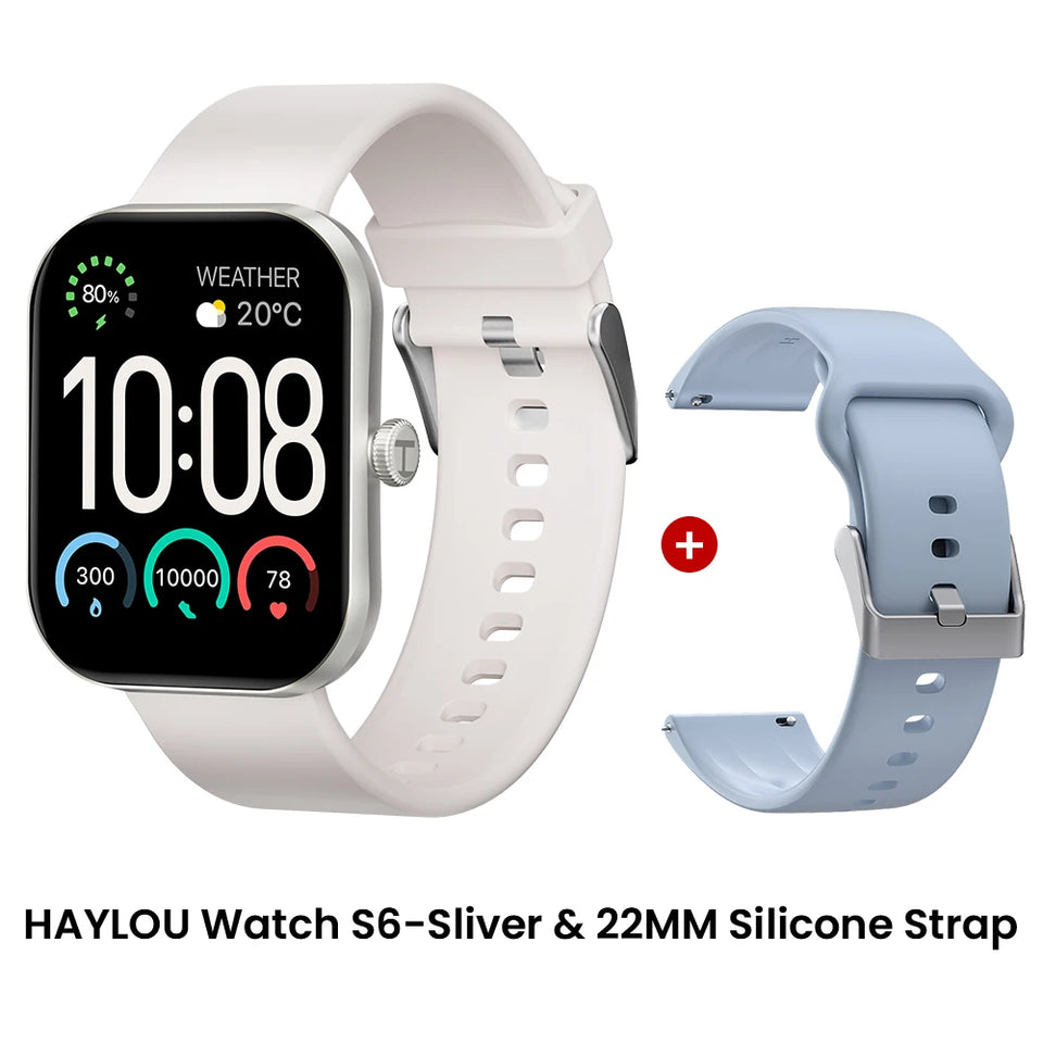 HAYLOU Watch S6 Smartwatch con display HD da 2,01", Bluetooth, chiamate vocali, IP68, impermeabile, monitoraggio del fitness